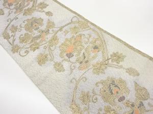 花唐草に鳥模様織出し名古屋帯